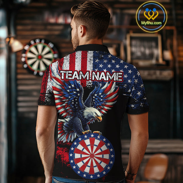 Personalized Patriotic Eagle Dartboard Jersey For Men Custom American Flag Darts Team Shirt TDM4755