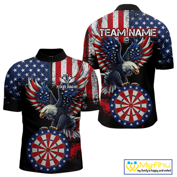 Personalized Patriotic Eagle Dartboard Jersey For Men Custom American Flag Darts Team Shirt TDM4755