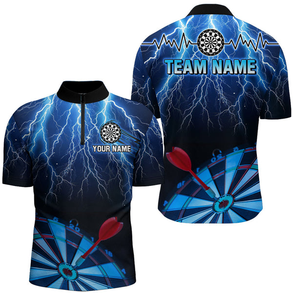 Personalized Blue Dartboard Thunder Lightning 3D Men Darts Shirts Custom League Darts Team Shirts TDM1995