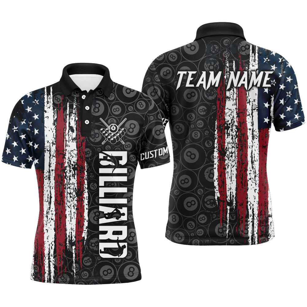 Retro American Flag 8 Ball Pool Billiard Shirts For Men Custom Team Patriotic Billiard Jerseys TDM3295