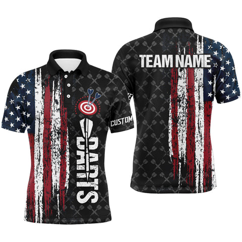 Grunge Vintage American Flag Custom Dart Shirts For Men, Pride Team Patriotic Dart Jerseys TDM3296