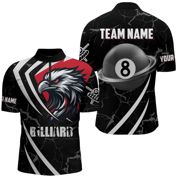 Personalized 8 Ball Pool Eagle Men Billiard Shirts Custom Red And Black Team League Billiard Jersey TDM1937