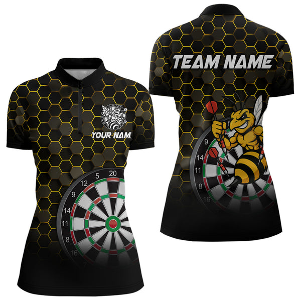 Funny Bee Hexagon Dart Shirts For Women – Custom Darts Team Polo & Quarter Zip Jerseys TDM4003