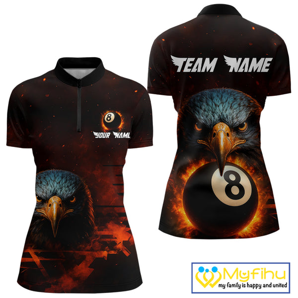 Personalized Eagle 8 Ball Fire Billiard Shirts For Women, 8 Ball Pool Team Shirts, Billiard Jerseys TDM4066