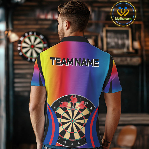 Custom Colorful Dartboard Darts Team Men Polo Shirt, Dart League Shirt NYN0092