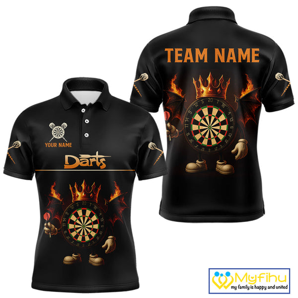 Custom Funny Dartboard Kings Darts Team Men Polo Shirts, Halloween Dart Outfit NYN0094
