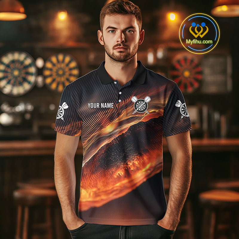 Custom Fire Flame Darts Jerseys, Dartboad Darts Team Polo Shirts For Men NYN0097