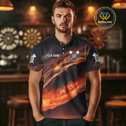 Custom Fire Flame Darts Jerseys, Dartboad Darts Team Polo Shirts For Men NYN0097