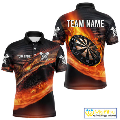 Custom Fire Flame Darts Jerseys, Dartboad Darts Team Polo Shirts For Men NYN0097