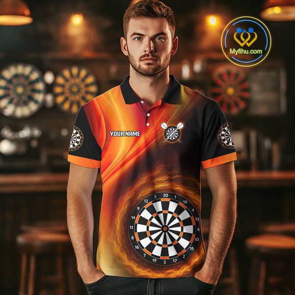 Custom Fire Flame Darts Jerseys, Dartboad Darts Team Polo Shirts For Men NYN0102