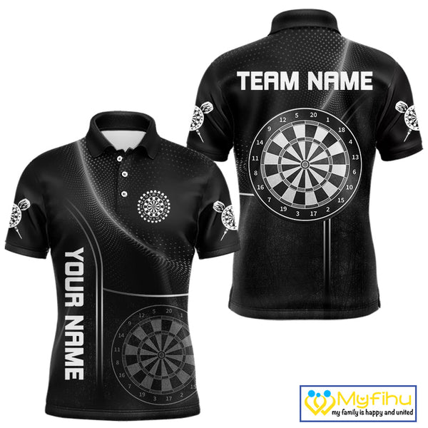 Custom Black And White Dartboard Darts Team Polo Shirts For Men, Dart Tournament Shirt NYN0057