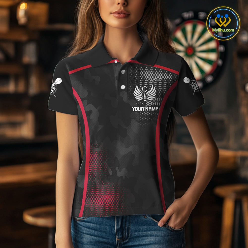 Custom Black And Red Dart Jerseys Darts Wings Polo Shirts For Women, Team Uniform NYN0080