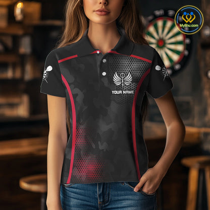 Custom Black And Red Dart Jerseys Darts Wings Polo Shirts For Women, Team Uniform NYN0080