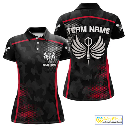 Custom Black And Red Dart Jerseys Darts Wings Polo Shirts For Women, Team Uniform NYN0080