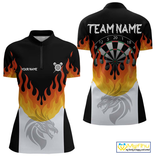 Custom Flame Darts Jerseys, Dragon Dart Team Quarter-Zip Shirts For Women NYN0090