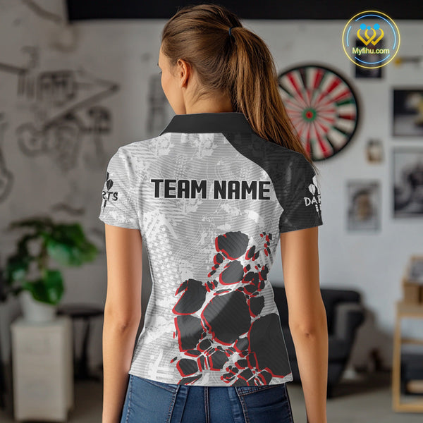 Custom Skull Dart Jerseys, Darts Team Polo Shirts For Women, Dart League Shirt NYN0095