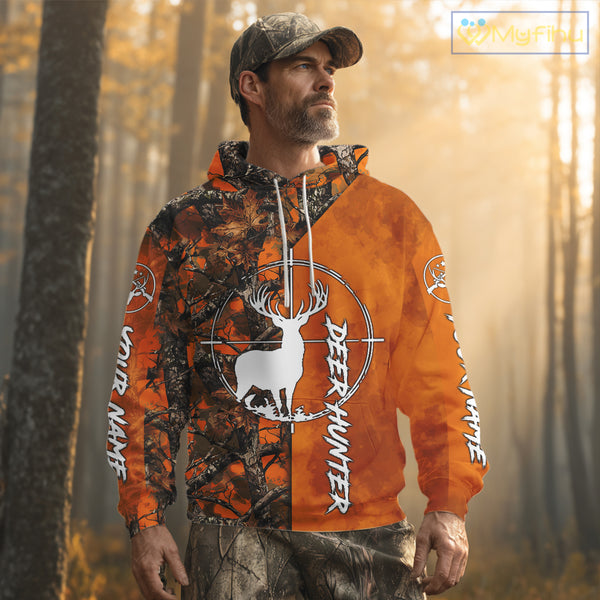 Personalized Orange Camo Deer Hunting 3D Printing Shirts for Hunters, Hunting Gifts NBT129