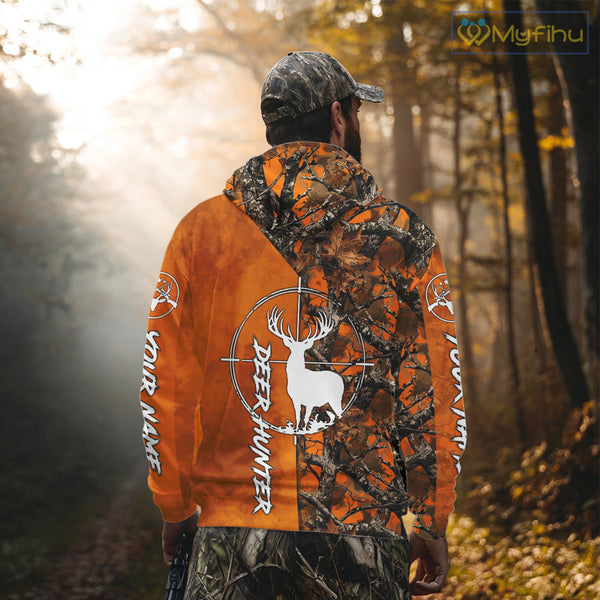 Personalized Orange Camo Deer Hunting 3D Printing Shirts for Hunters, Hunting Gifts NBT129