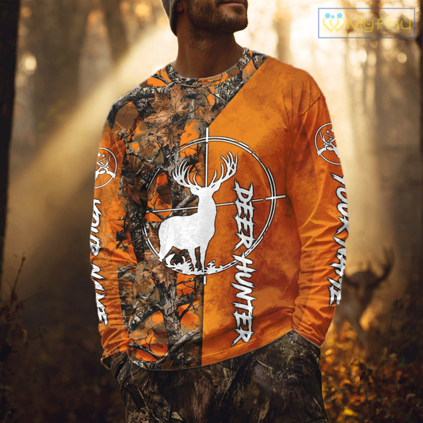 Personalized Orange Camo Deer Hunting 3D Printing Shirts for Hunters, Hunting Gifts NBT129