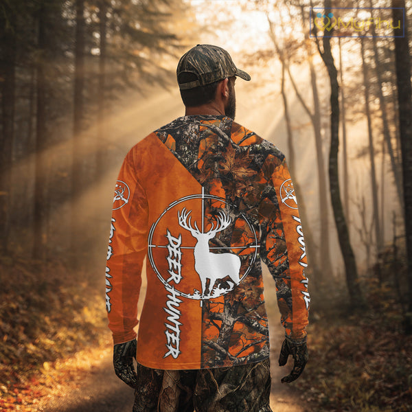 Personalized Orange Camo Deer Hunting 3D Printing Shirts for Hunters, Hunting Gifts NBT129