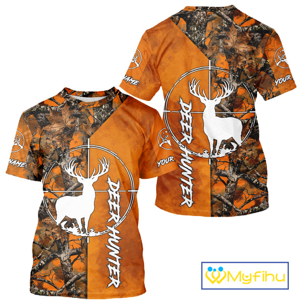Personalized Orange Camo Deer Hunting 3D Printing Shirts for Hunters, Hunting Gifts NBT129