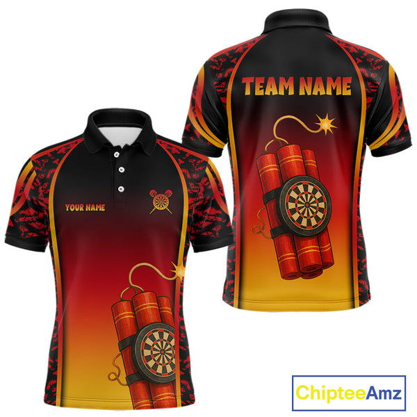 Custom Black And Red Darts Exploding Dart Team Polo Shirts For Men, Dart Tournament Shirt NYN0115