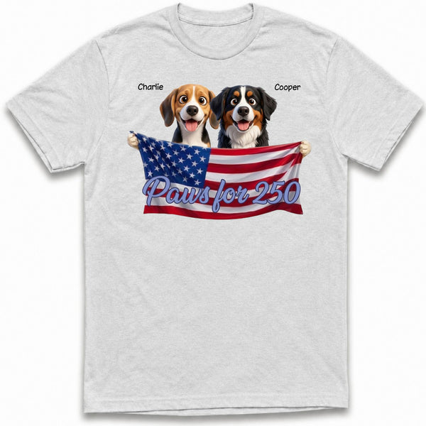 Paws for 250 4th of July American flag Custom Personalized Dogs Unisex T-shirt FSDM16
