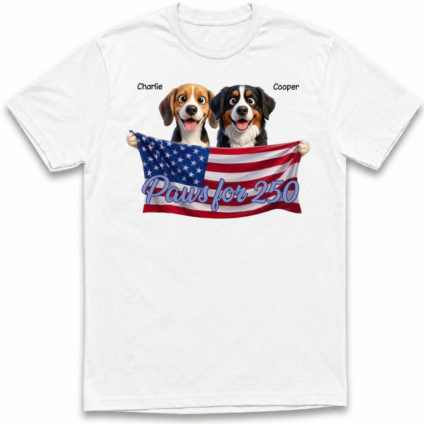Paws for 250 4th of July American flag Custom Personalized Dogs Unisex T-shirt FSDM16
