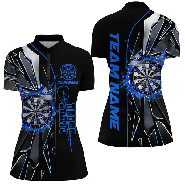 Personalized Blue Break Glass 3D Darts Shirts For Women Custom Dart League Shirts Best Darts Jersey TDM2274