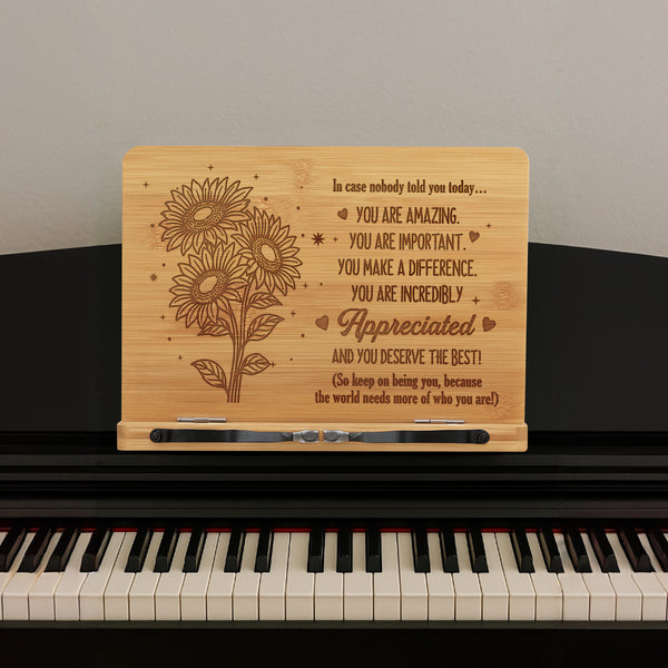 Inspirational Bamboo Book Stand Appreciation Gift, Thank You Gifts, Motivational Reading Stand