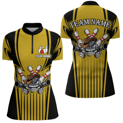 Custom Bowling Shirt for Women Bowling Jersey Bowling Team League Quarter-Zip Shirt QZT44