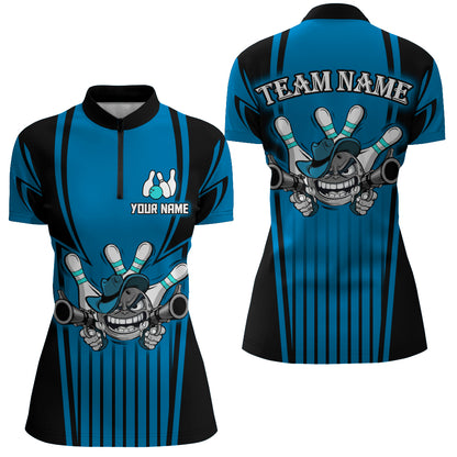 Custom Bowling Shirt for Women Bowling Jersey Bowling Team League Quarter-Zip Shirt QZT44