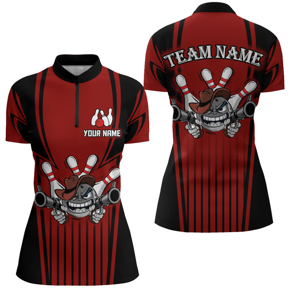 Custom Bowling Shirt for Women Bowling Jersey Bowling Team League Quarter-Zip Shirt QZT44