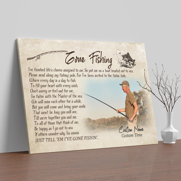 Catfish Personalized Memorial Gift for Fishing Lover Gone Fishing Sympathy Canvas In Loving Memory VTQ07