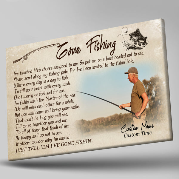 Catfish Personalized Memorial Gift for Fishing Lover Gone Fishing Sympathy Canvas In Loving Memory VTQ07