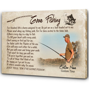 Catfish Personalized Memorial Gift for Fishing Lover Gone Fishing Sympathy Canvas In Loving Memory VTQ07