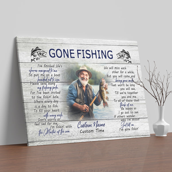 Redfish Bereavement Gift for Fishing Lover Gone Fishing Sympathy Memorial Canvas for Loss of Loved One VTQ16