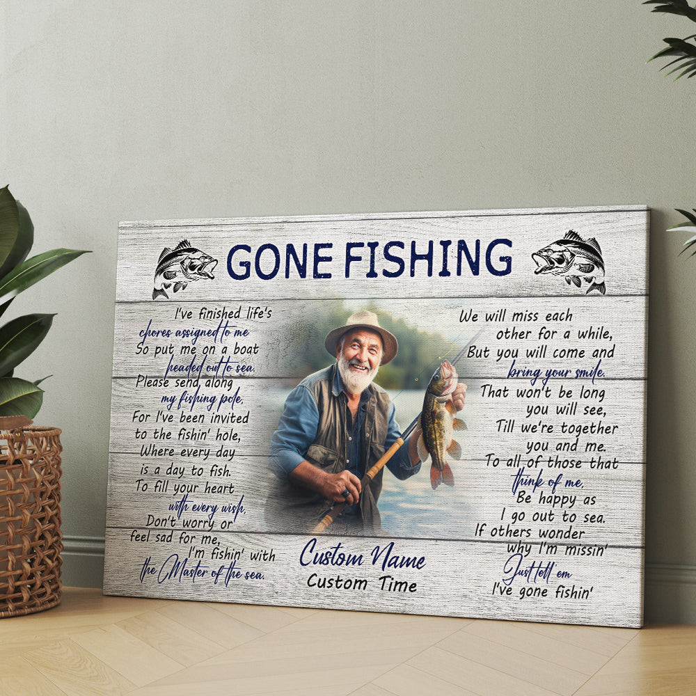 Redfish Bereavement Gift for Fishing Lover Gone Fishing Sympathy Memorial Canvas for Loss of Loved One VTQ16