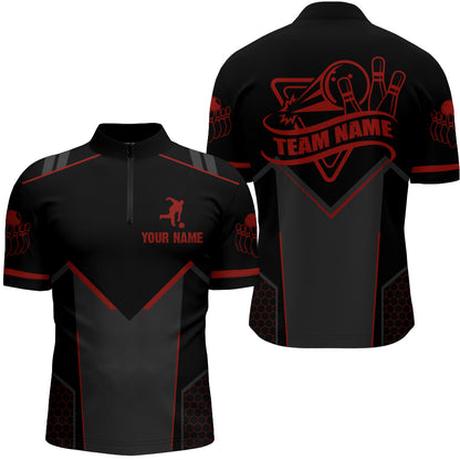 Bowling-Trikot für Männer, individuelles Bowling-Quarter-Zip-Shirt für Team-Bowler, kurzärmlig, BDT267