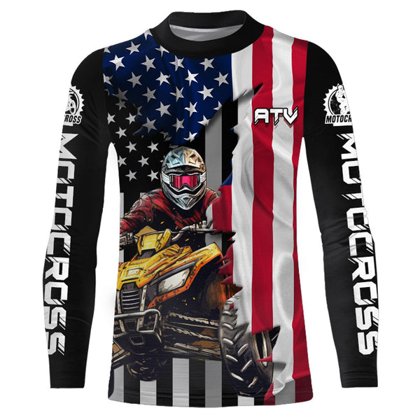 ATV Motocross Jersey American Flag Upf30+ ATV Quad Bike Jersey Men Kid ATV Riding Shirt MX66