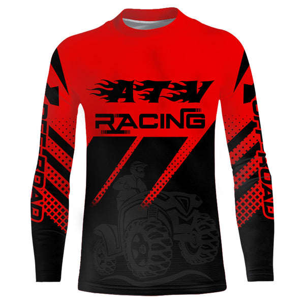 ATV Racing Jersey Red Youth Men ATV Quad Bike Shirt Upf30+ ATV Riding Jersey Off-road MX68