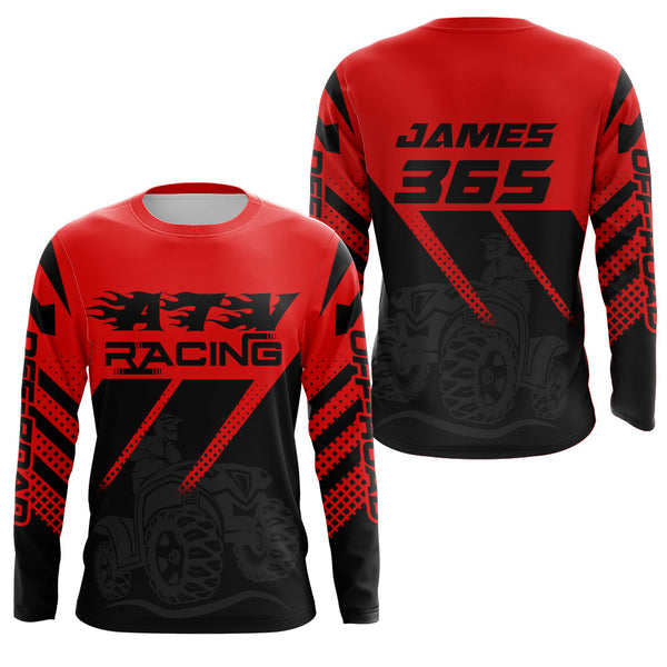 ATV Racing Jersey Red Youth Men ATV Quad Bike Shirt Upf30+ ATV Riding Jersey Off-road MX68