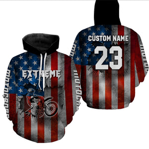 Patriotic Motocross Hoodie For Biker Men Women Dirt Bike Motorcycle Hoodie MH07