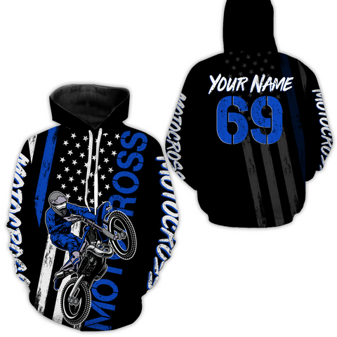 Blue Motocross Racing Hoodie For Biker Men Women Off-road Motorcycle Hoodie MH05