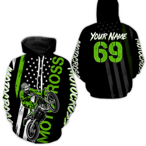 Green Motocross Racing Hoodie For Biker Men Women Off-road Motorcycle Hoodie MH05