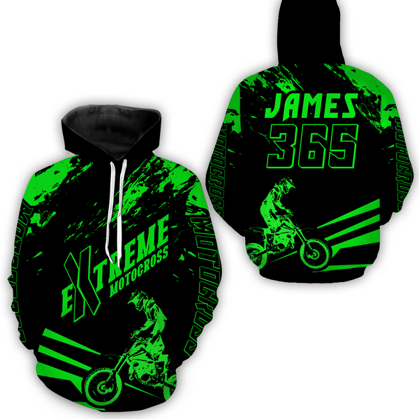 Personalized Green Motocross Racing Hoodie Jersey For Men Women Dirt Bike Hoodie MH59