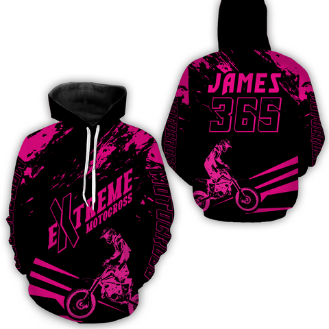 Personalized Pink Motocross Racing Hoodie Jersey For Men Women Dirt Bike Hoodie MH59