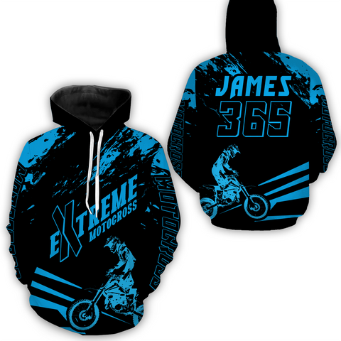 Personalized Blue Motocross Racing Hoodie Jersey For Men Women Dirt Bike Hoodie MH59