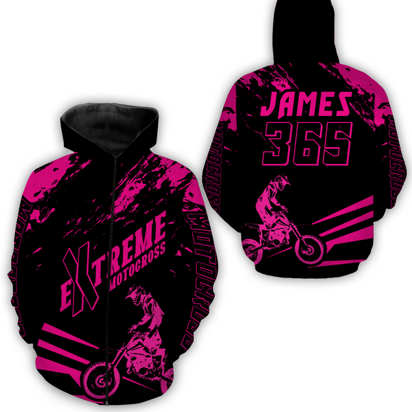 Personalized Pink Motocross Racing Hoodie Jersey For Men Women Dirt Bike Hoodie MH59