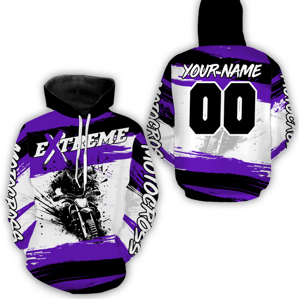 Custom Purple Motocross Racing Hoodie Jersey for Biker Men Women Dirt Bike Hoodie Zip MH60